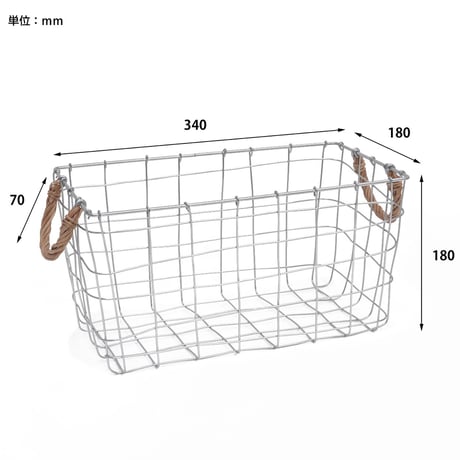 ＤＵＳＡＵＬＥ   ＲＥＣＴ   ＷＩＲＥ ＢＡＳＫＥＴ  / 無機質なワイヤーと柳のハンドルをアクセントにしたレクトバスケット / ワイヤーバスケット