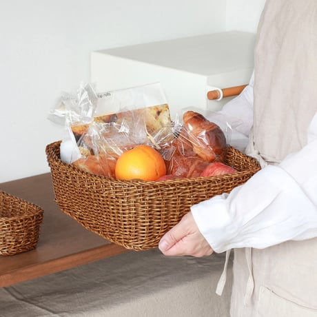 NATURAL BASKET RECT / シーンを問わず使えるナチュラルなバスケット収納 / NATURAL , BROWN