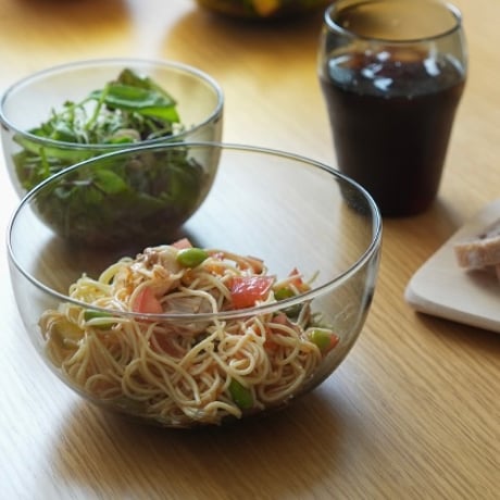GRASS BOWL / Sサイズ , Lサイズ / たっぷりのサラダやパスタの盛り付けに /ガラス食器 / ラゴム ガラスボウル  / グレー , ブルー , イエロー