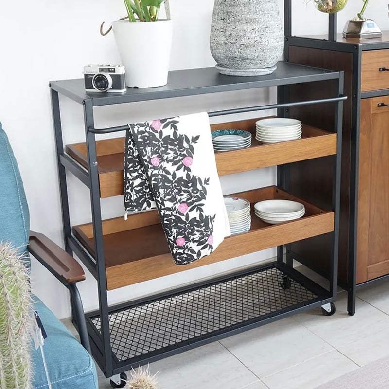 インダストリアル ３段 ワゴン 洋服 収納 棚 ラック ケース 食器 シェルフ インダストリアル 3段 ワゴン 洋服 収納 棚 ラック ケース 食器
