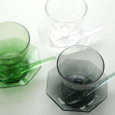 mem GOBLET GLASS 'N' PLATE / ゴブレットグラスとプレートのセット / GRAY , GREEN , CLEAR / AXCIS
