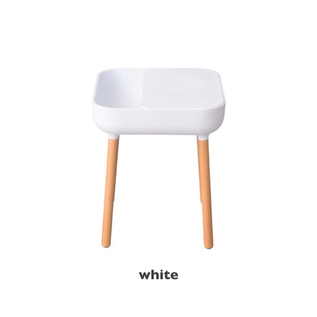 ナチュラルなテイストのサイドテーブル / white , yellow , gray / ソファサイド / ベッドサイド ナイトテーブル / コンパクトテーブル / 樹脂製 天然木 ビーチ材