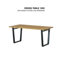 ASH + STEEL LEG DINING TABLE 1600 / BROWN , BLACK / アッシュ無垢材のベーシックなダイニングテーブル