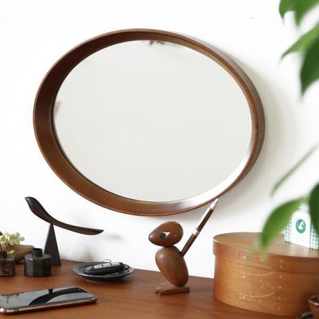 AXCIS.INC / kurve mirror / クルベ オーバルミラー / ウォールミラー サイズ :  約w327×d45×h425mm / ビーチ材
