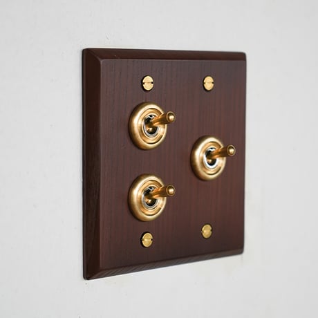 AXCIS.INC / WOOD + BRASS SWITCH PLATE / ウッデンプレート2スイッチ アッシュ / 1,2,3,4スイッチ