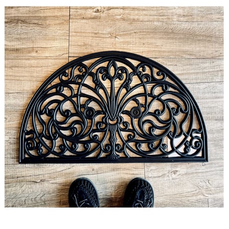 BLACK RUBBER MAT MOON / 玄関マット / 屋外用 ドアマット / ハーフラウンド / Rubber  / サイズ 45×75cm / 厚み 1cm