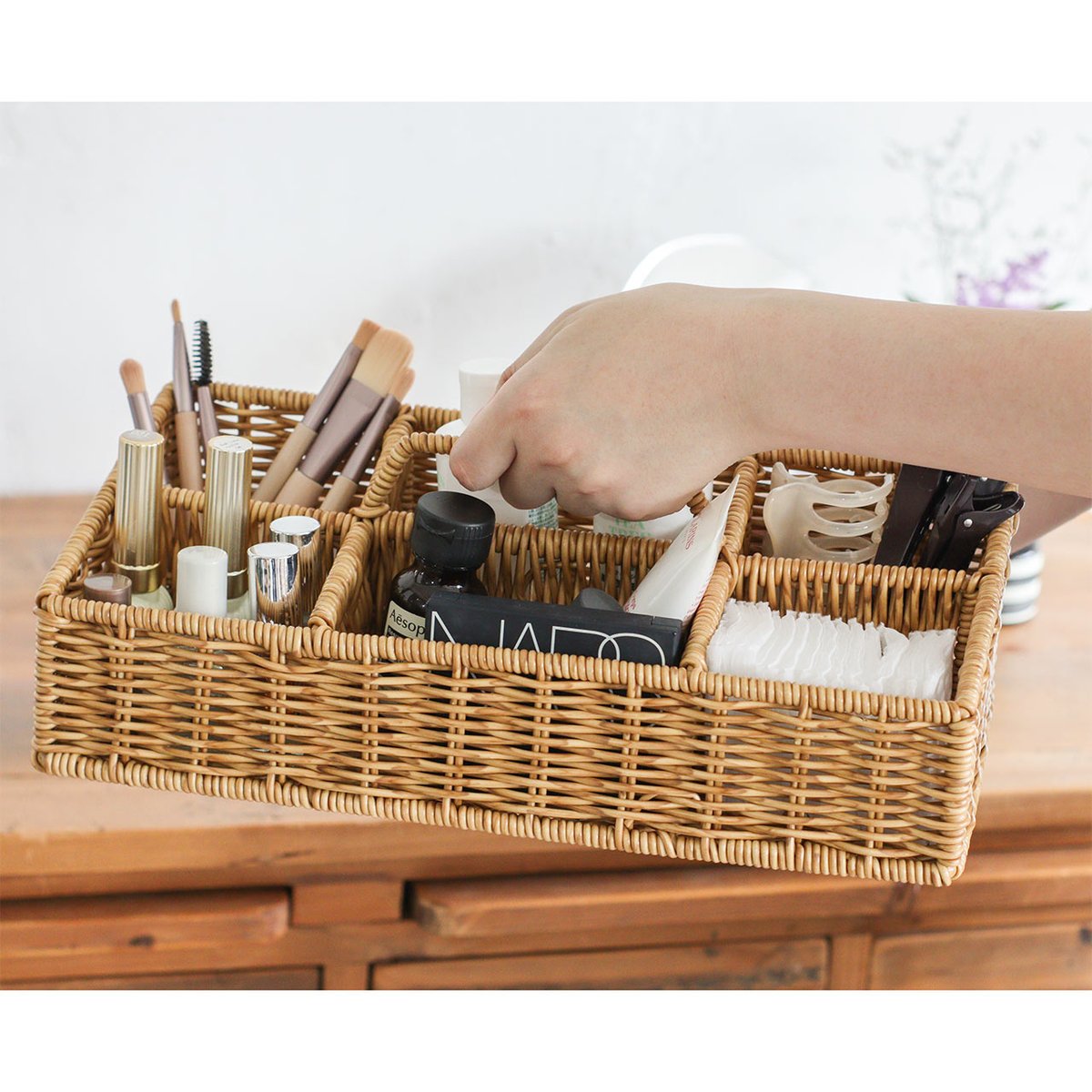 HANDLE BOX / かご編みのナチュラルなデザインの小物収納ボックス