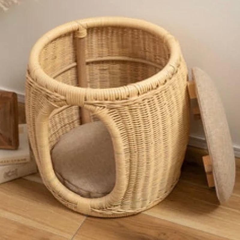 STOOL for PET HOUSE / ペットスツール /ラタン/ 座面取り外し可 STOOL for PET HOUSE / ペットスツール /ラタン/ 座面取り外し可