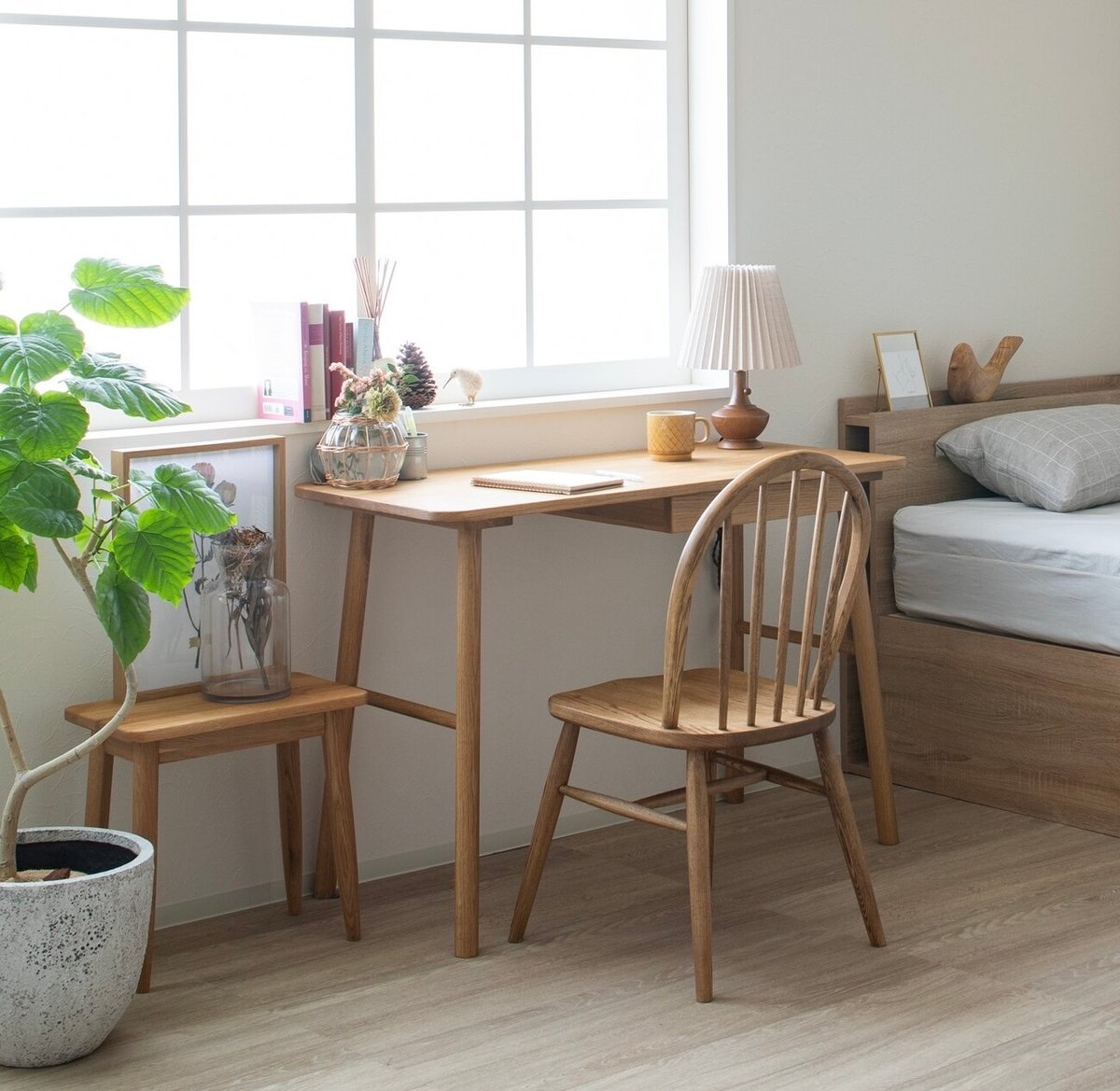 OAK WOOD DESK 110 / オーク無垢材の木目が美しいナチュラルな
