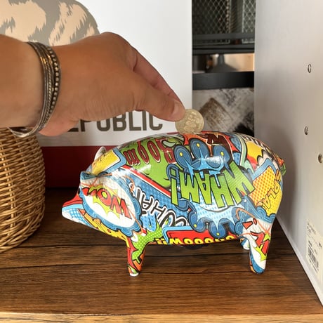 POPな貯金箱で眺めて貯めようPIG COIN BANK / LUCKY PIGGY ポップなアメリカン貯金箱 / ブタさん貯金箱 サイズ  / W205×H125×D75mm