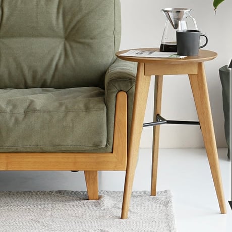 WOOD SIDE TABLE / ラウンド サイドテーブル / ベッドサイドテーブル ナイトテーブル / サイズ : W405 x D415 x H590 mm