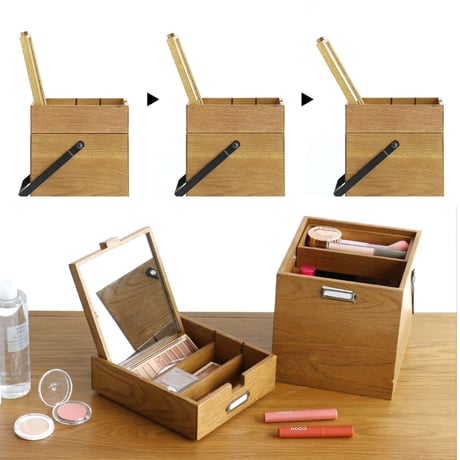 Wooden Box with mirror / 小物収納 / メイクボックス / 救急箱 ファーストエイドボックス / Wooden Cosme Box /木のぬくもりを感じるコスメボックス