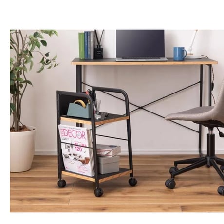 DESK WAGON WOOD EDGE 02 / 2段 幅32cm / デスクワゴン / WHITE , BLACK / サイズ : W32.5×D34×H60cm