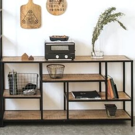 IRON + WOOD ローシェルフ  / マンゴー材  W1500×D350×H760mm ディスプレイラック