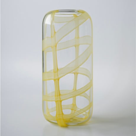 SUMU GRASS VASE / Lサイズ / 北欧の霧景色を思わせるような淡いカラーリングのビッグガラスベース / YELLOW , GRAY