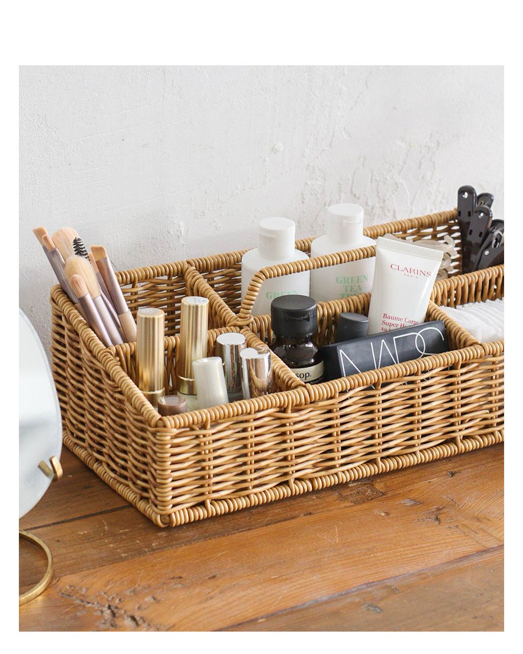 HANDLE BOX / かご編みのナチュラルなデザインの小物収納ボックス