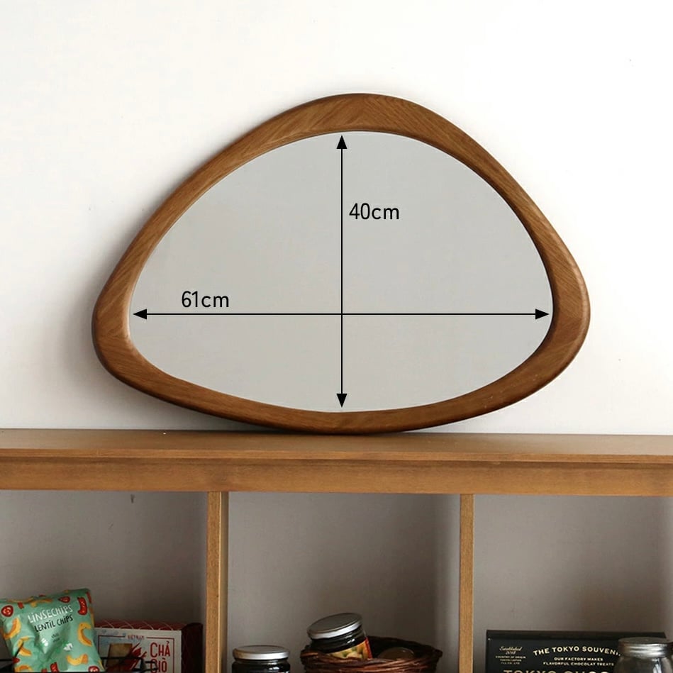 美品 ヴィンテージ マホガニー材 ウォールミラー 壁掛け鏡 天然木 鏡 VINTAGE NATURAL WALL MIRROR / 曲線が美しい 天然木 オーク材の