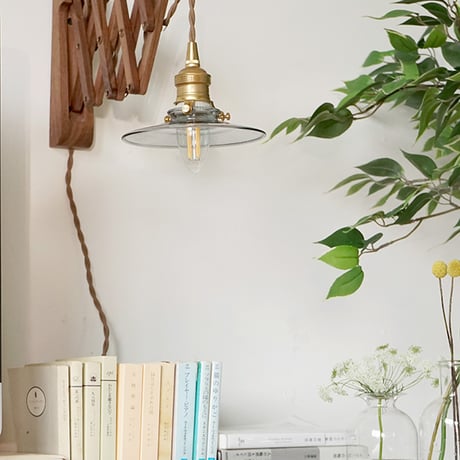 MINI GRASS × BRASS PENDANT LIGHT SET / シンプルでかわいいグレーグラスと真鍮ペンダントライト / E17電球 / コードの長さは60cm / LED電球 選択