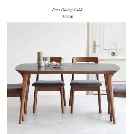 傷に強いセラミック+天然木が美しい / Etna Ceramic dining table 1600 / ダイニングテーブル / GRAY , BLACK / モダン /W160× D80×H71cm