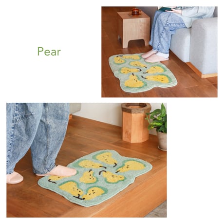floor mat fruits / インテリアを彩る可愛らしいフロアマット / 滑り止め加工 / Apple , Pare , Blueberry