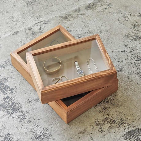 pine wood × glass accessory case / S , Lサイズ / アクセサリーケース