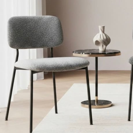 GRAY fabric stylish chair / マットなブラックスチールフレームとファブリックのスタイルチェア