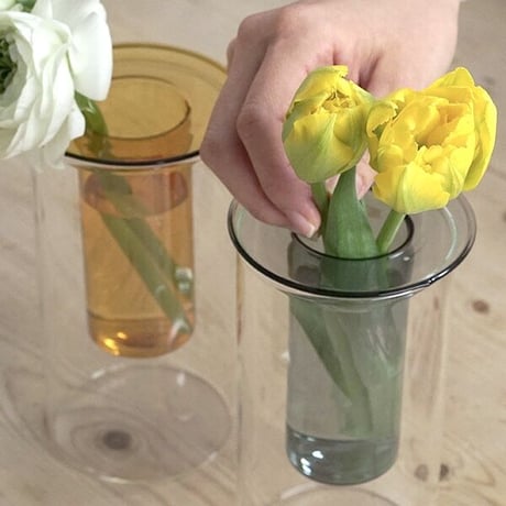 PINO FLOWER VASE AXCIS / ガラスベース / CLEAR , YELLOW , GRAY / フラワーベース / ルームフレグランス H15.2cm