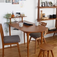 HALF ROUND TABLE + SHELF TABLE 1200 / オーク材の木目が美しいハーフラウンドテーブル / ダイニングテーブル / 2人掛けテーブル