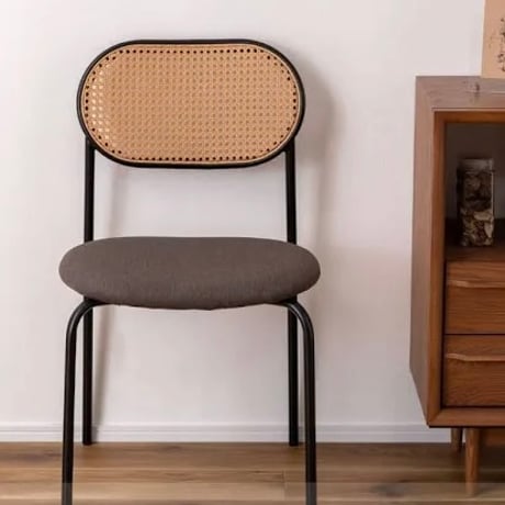 RATTAN NATURAL STEEL fabric chair / BEIGE , GRAY / ダイニングチェア / ナチュラル / シンプルモダン
