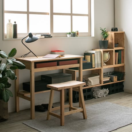 RUBBER WOOD DESK & STOOL 90