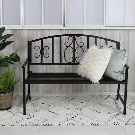 IRON BENCH / リラックス感を生み出し雰囲気を上げてくれるアイアンベンチ / IVORY WHITE , BLACK