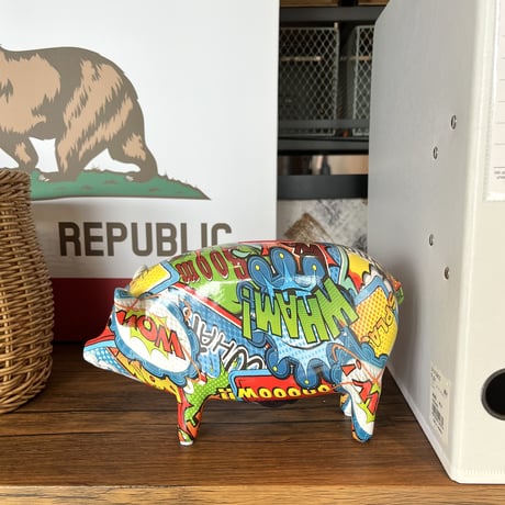 POPな貯金箱で眺めて貯めようPIG COIN BANK / LUCKY PIGGY ポップなアメリカン貯金箱 / ブタさん貯金箱 サイズ  / W205×H125×D75mm