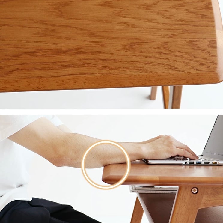 【ほぼ未使用】パソコンデスク　天然木／マホガニー材突板 WOOD DESK / シンプルで美しいデザインの木製デスク / オーク材 突板