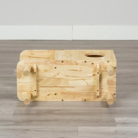 NATURAL MULCH TABLE with CAT / キャットハウス サイドテーブルとしてマルチに使えるナチュラルなサイドテーブル / ラバーウッド