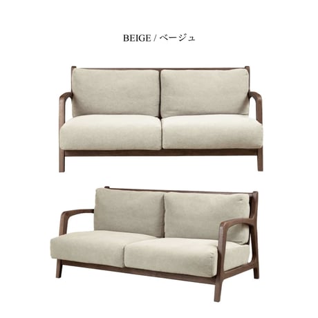 オーク無垢材のフレームと帆布生地の2.5人掛けソファ /  無垢材 / 2人掛け 3人掛けソファ / 2,5P SOFA