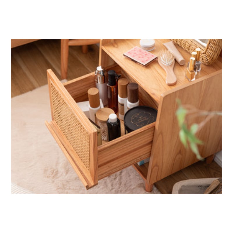 WOOD × RATTAN NIGHT TABLE / ナチュラルなスタイルのかごめ編みラタン
