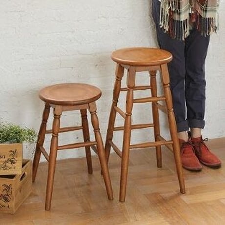 WOOD STOOL / シックな佇まいの木製スツール / stool / 座面 Φ290 mm