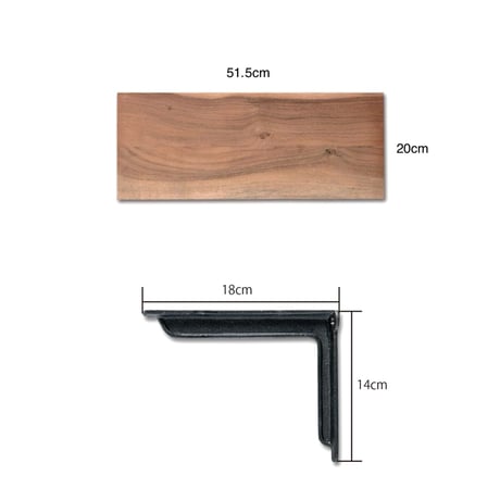 IRON + WOOD WALL SHELF / 洗練されたカービングを施した棚板とマットな質感のブラケットセット / ウォールシェルフ