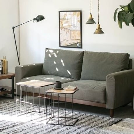 FABRIC SOFA /  ソファ / GRAY / NAVY /  KHAKI  / タモ材 / 帆布生地  / 2人掛けソファ / W1790×D860×H820mm SH420mm