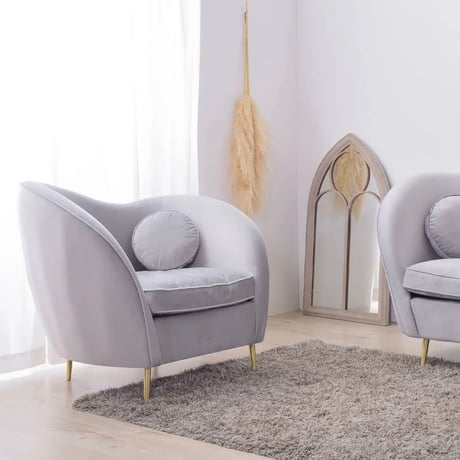 WAVE SOFA / 1人掛けソファ / 角のない緩やかなカーブラインが特徴的な包み込まれるような優しいフォルムが身体にフィットするフロアソファ / PINK , GRAY