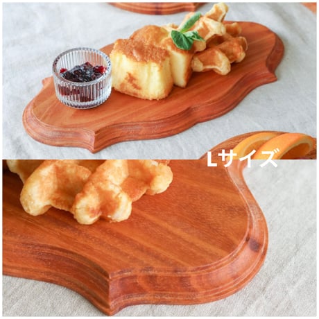 MAHOGANY PLATE / マボガニーウッドのアンティークデザインの木製プレート / Sサイズ , Lサイズ / ペア2枚