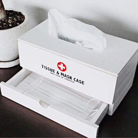 TISSUE BOX / ティッシュ+マスクボックス WHITE  / WOOD