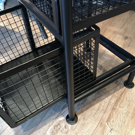 IRON×WOOD 無骨なアイアンチェスト / BLACK / 2杯 H590mm / リビング収納 / キッチン収納 / サイドテーブル