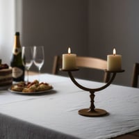 ACACIA WOOD CANDLE HOLDER + LED CANDLE / キャンドル ボーティブ 2個付き
