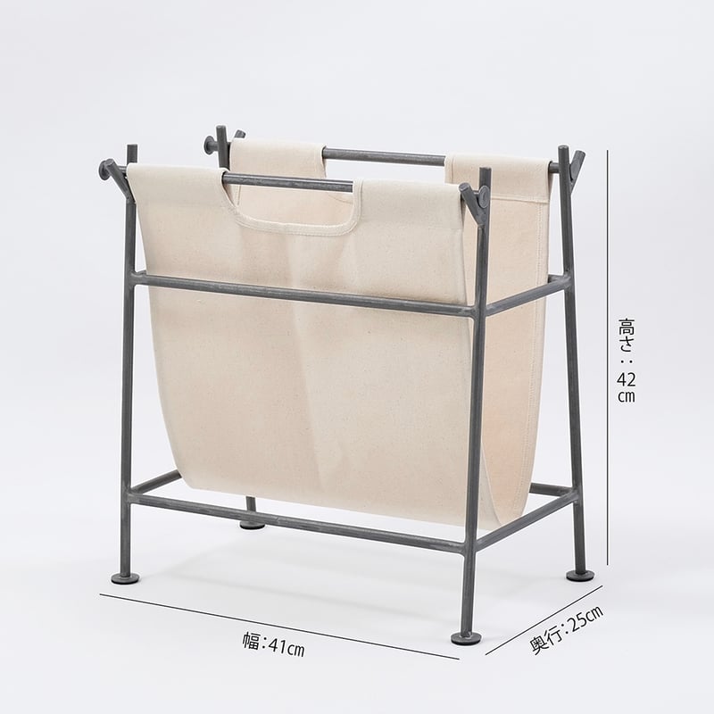 iron × canvas magazine rack / 汚れたら洗えるキャンバス生地のマガ