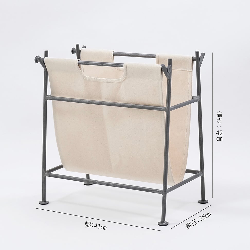 iron × canvas magazine rack / 汚れたら洗えるキャンバス生地のマガ