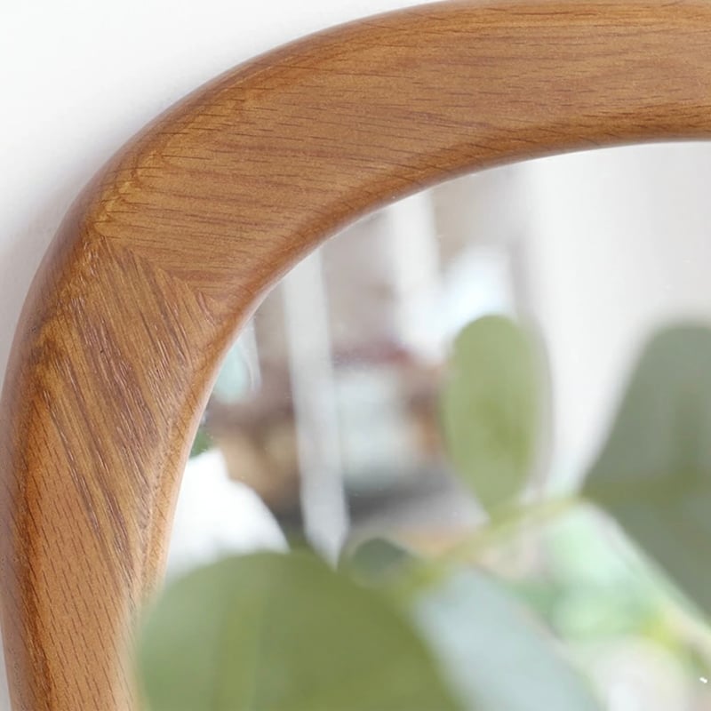 VINTAGE NATURAL WALL MIRROR / 曲線が美しい 天然木 オーク材の壁