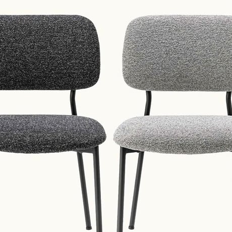 GRAY fabric stylish chair / マットなブラックスチールフレームとファブリックのスタイルチェア