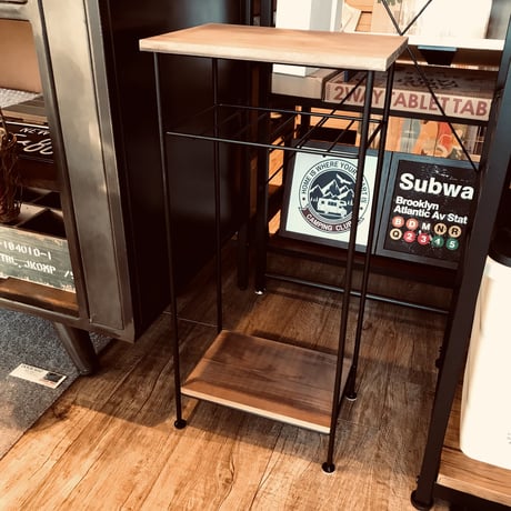 IRON×PINE WOOD RACK  BK / HIGH RACK / ラック / サイドテーブル / 収納棚 / 小物収納 サイズ : W28×D20×H60cm