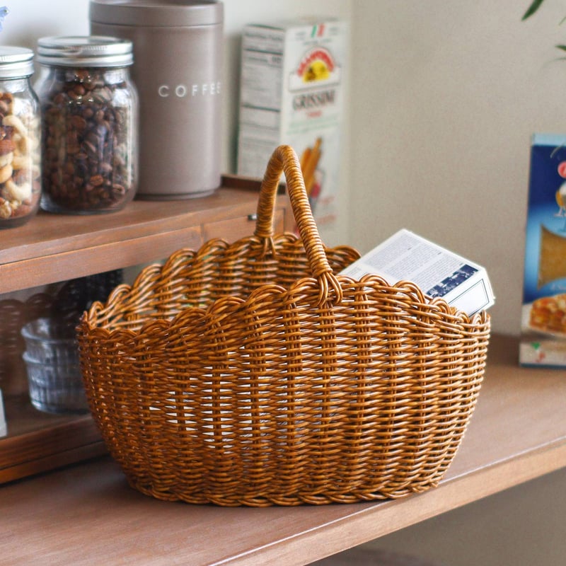 オーバルワンハンドルバスケット / Lサイズ / ポリプロピレン PP